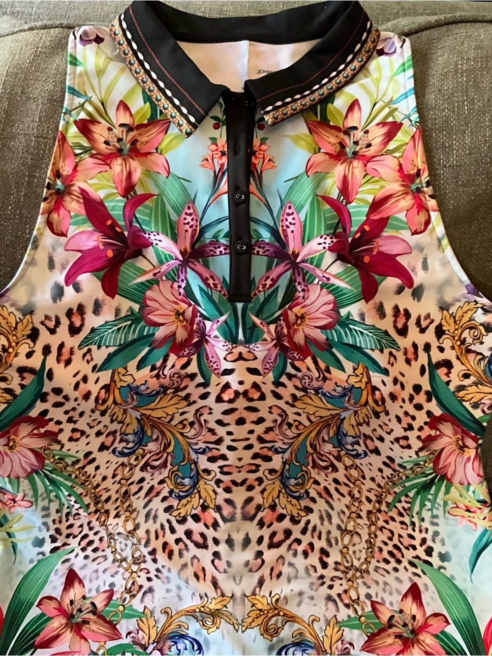 NWOT Johnny Was racer back floral jungle print dress XL - Picture 2 of 13